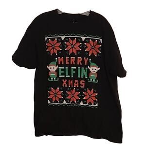 JEM Collective Merry Elfin Christmas Black Tee